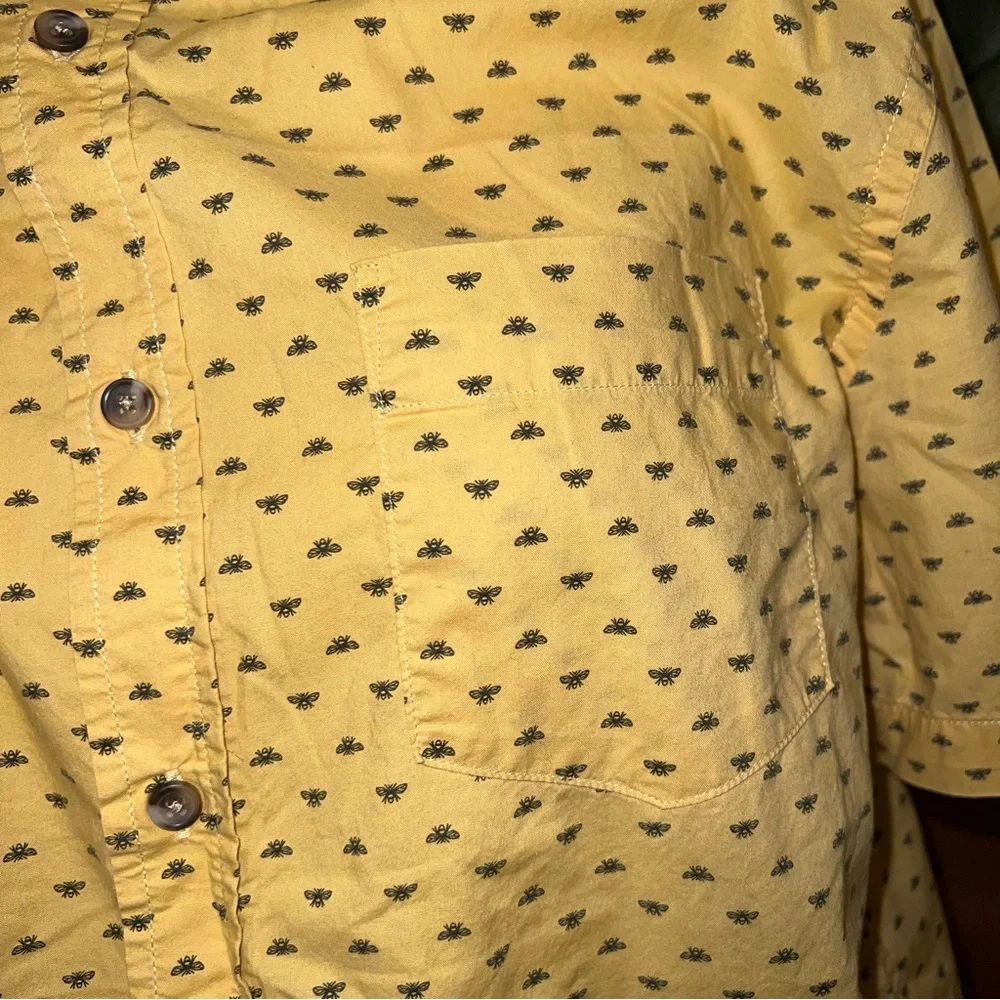 Banana‎ Republic Men's Slim Fit Short Sleeve Button Down Shirt Yellow Bee Size L